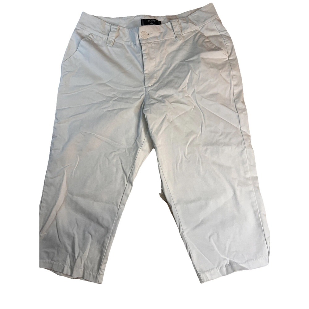 Riders By Lee Women's White Capris Size 12M 12 M Fit Zip Capri Pants